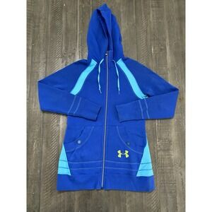 Under Armour Women's Semi Fitted Hoodie Blue Full Zip Jacket Pocket SZ: Medium